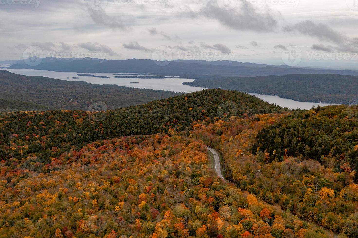 Peak foilage on the summit of Prospect Mountain in Lake George, New York. photo