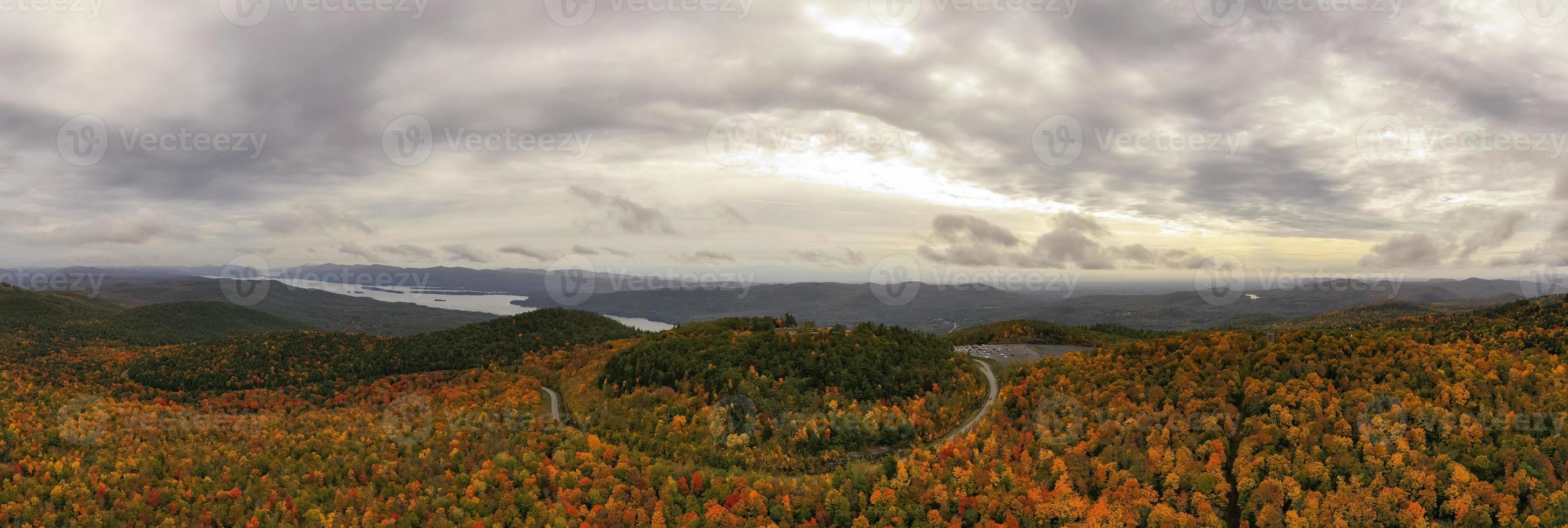 Peak foilage on the summit of Prospect Mountain in Lake George, New York. photo