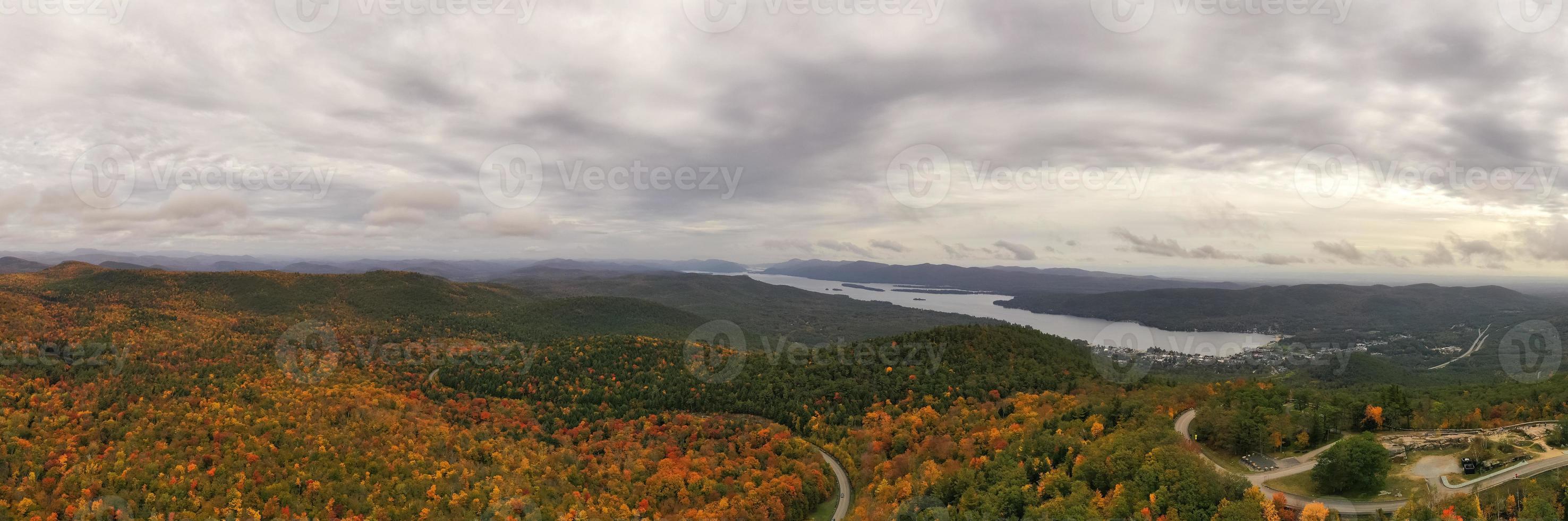 Peak foilage on the summit of Prospect Mountain in Lake George, New York. photo