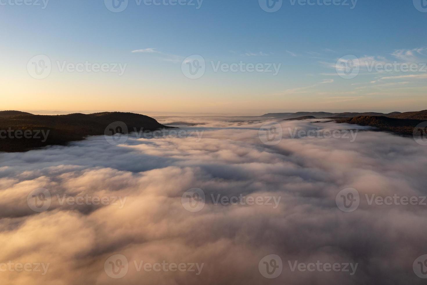 Panoramic view of the bay in Lake George, New York at dawn. photo