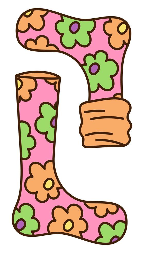 linda garabatear un par de calcetines con flores dibujos animados color vector ilustración.