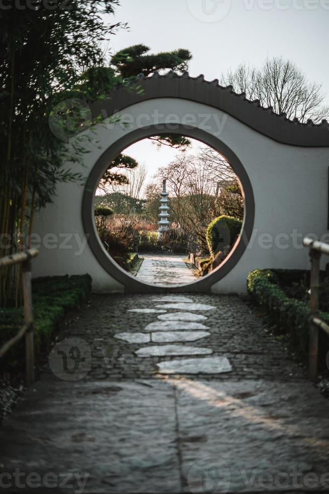 Moongate in a chinese garden photo