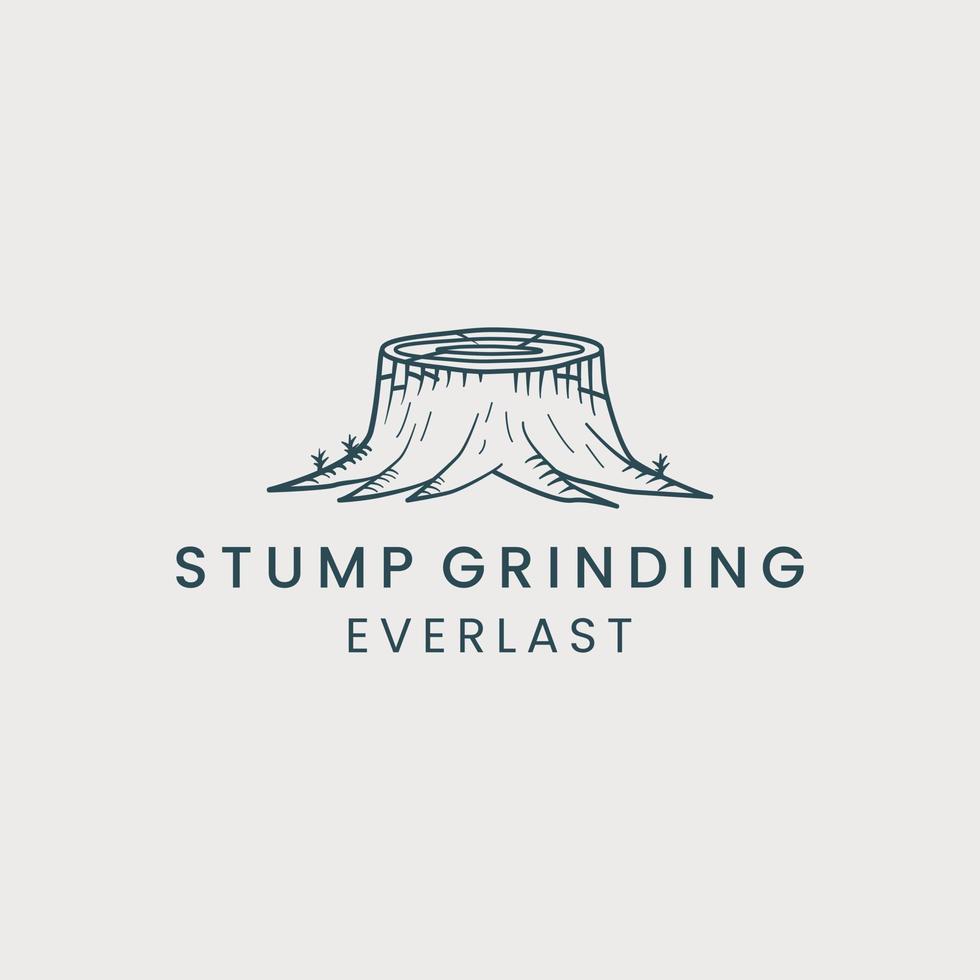 tree stump line art logo vector template illustration design. wood grinding icon logo