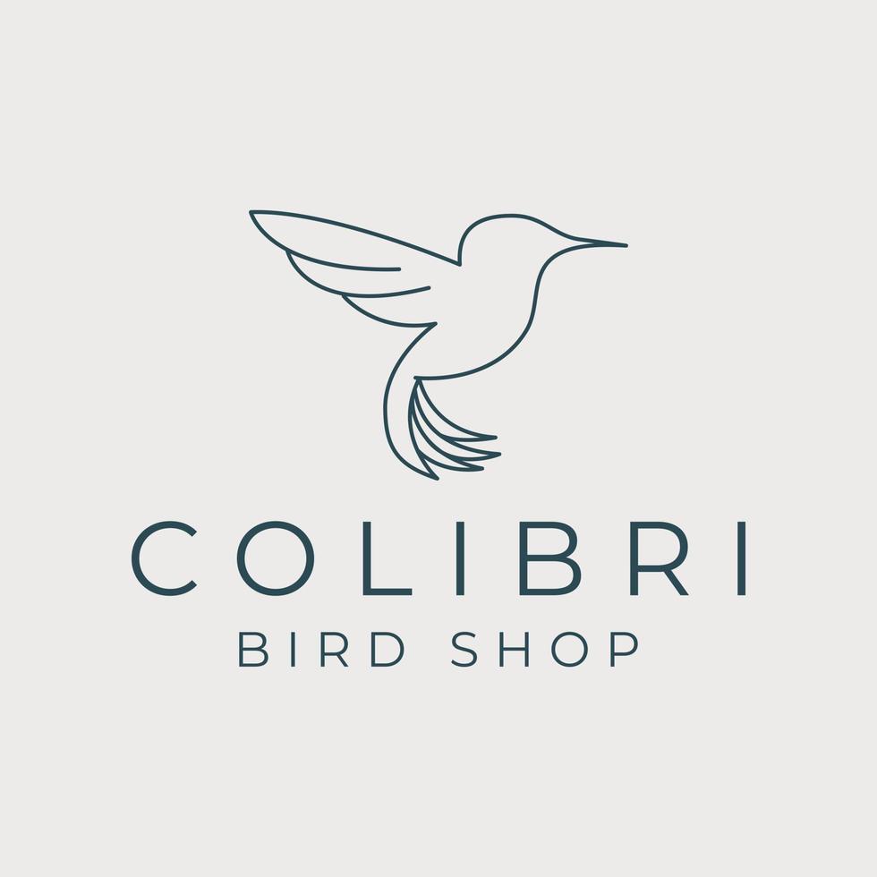 colibri bird line art logo vector template illustration design. bird shop icon logo design