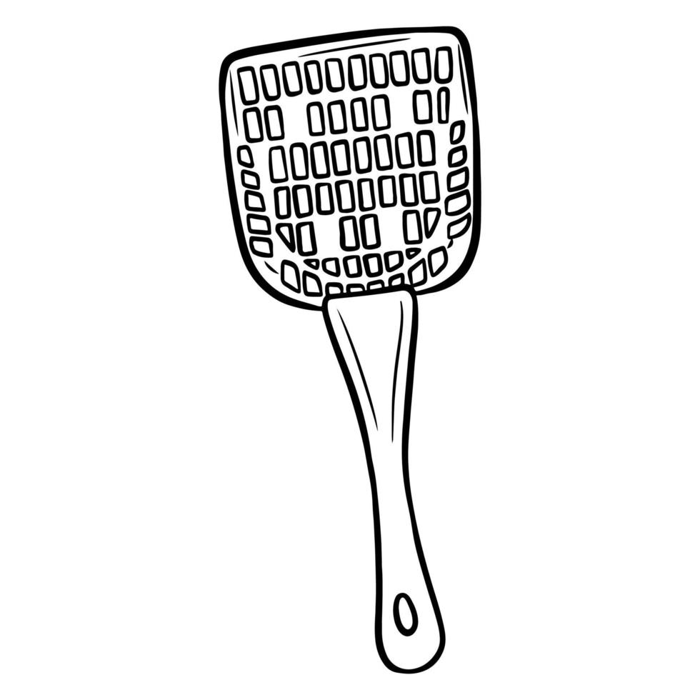 Scoop for a cat tray. Plastic spatula. vector