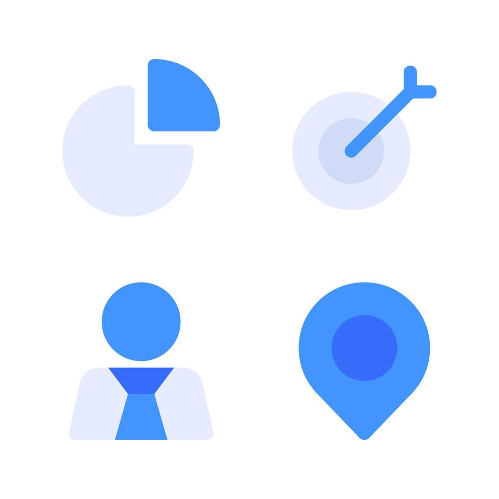 Business Management. Pie, target, user, pin. Perfect for website mobile app, app icons, presentation, illustration and any other projects Free Vector