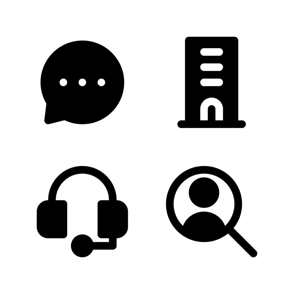 Business Management. Speech bubble, building, headphone, human resources. Perfect for website mobile app, app icons, presentation, illustration and any other projects Free Vector