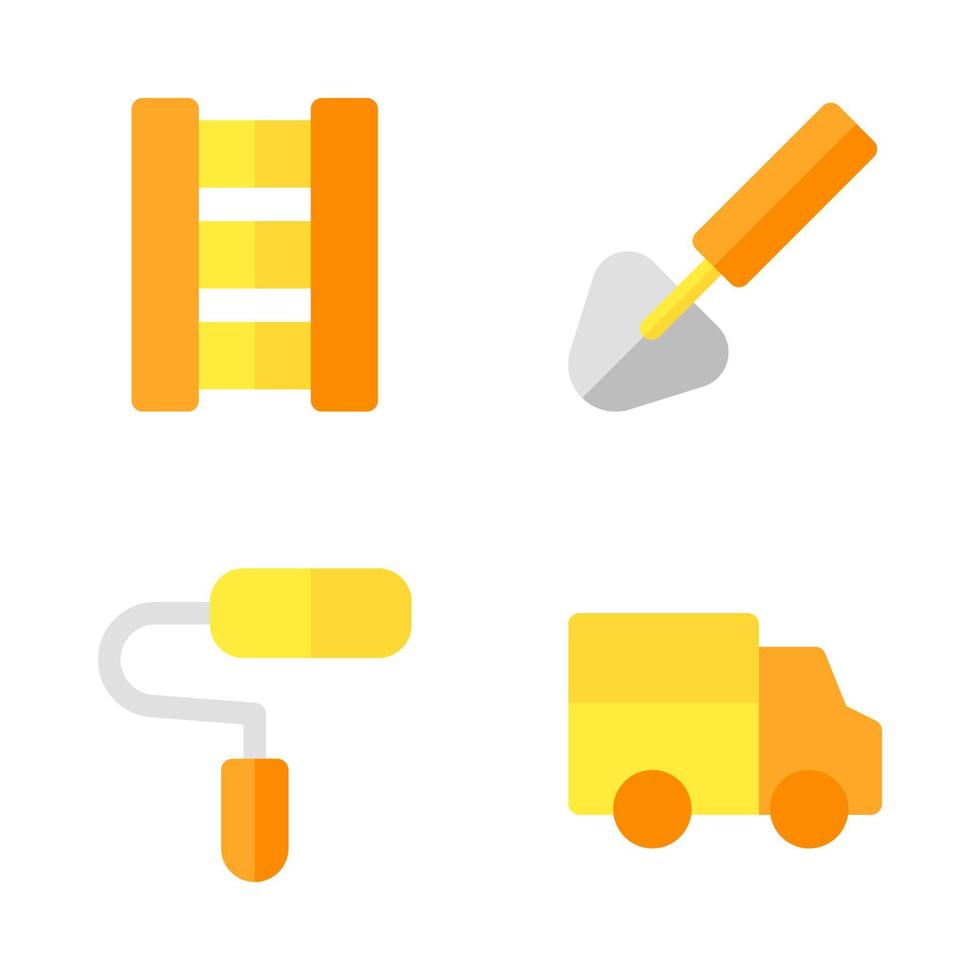 Labor Day icons set. stairs, spade, paint brush, truck car . Perfect for website mobile app, app icons, presentation, illustration and any other projects vector