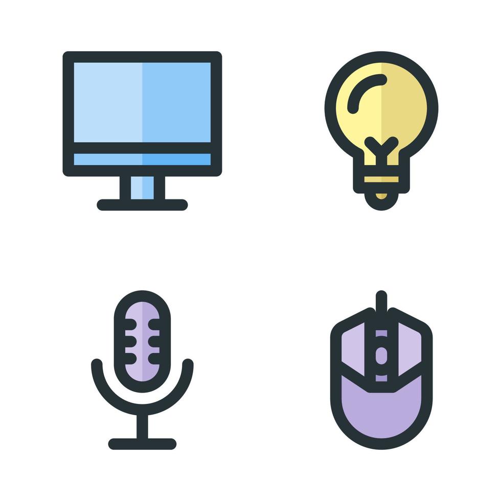 électronique dispositif Icônes ensemble. moniteur, lampe, microphone, souris.  parfait pour site Internet mobile application, app Icônes, présentation,  illustration et tout autre projets 20172646 Art vectoriel chez Vecteezy