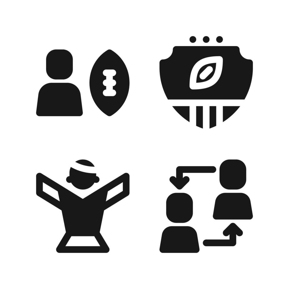 American Football icons set. Player, badge, cheerleaders, exchange player. Perfect for website mobile app, app icons, presentation, illustration and any other projects vector