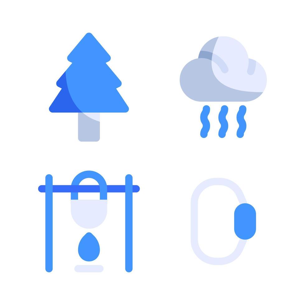 aventuras íconos colocar. árbol, nube, hoguera, mosquetón Perfecto para sitio web móvil aplicación, aplicación iconos, presentación, ilustración y ninguna otro proyectos vector