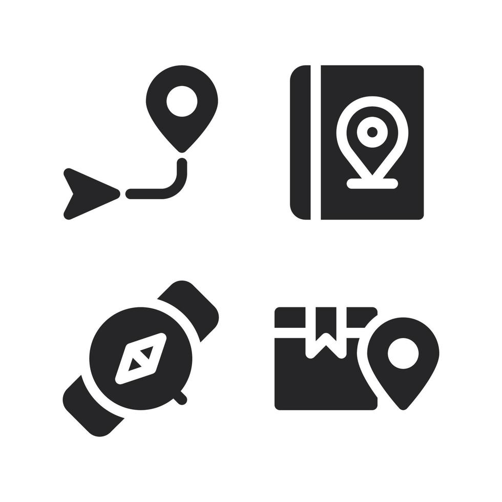 Maps Navigation icons set. Direction map, book map, smartwatch, box pin. Perfect for website mobile app, app icons, presentation, illustration and any other projects vector