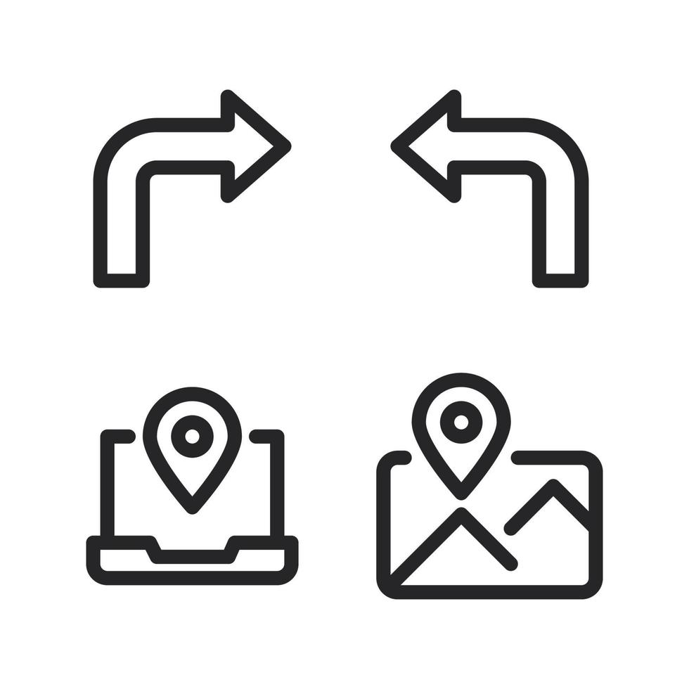 Maps Navigation icons set. Right, left, lamp, image landscape. Perfect for website mobile app, app icons, presentation, illustration and any other projects vector