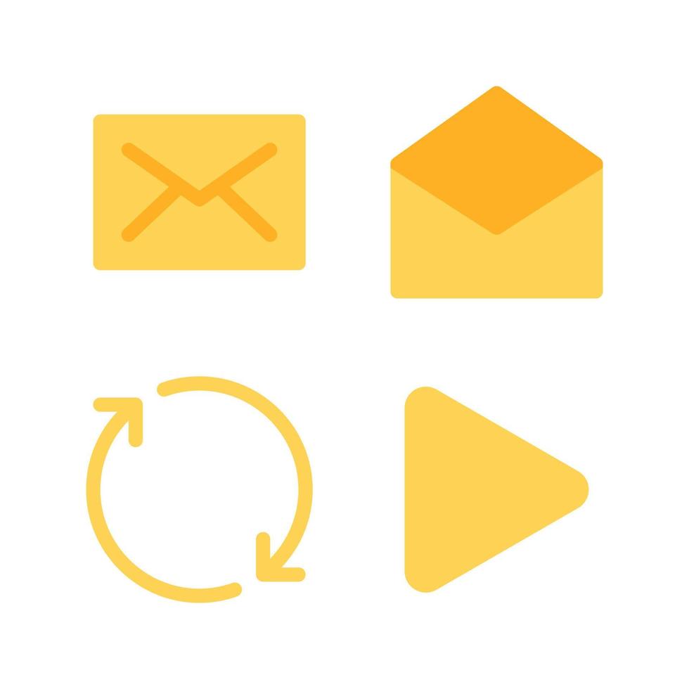 User Interface icons set. Email, envelope, refresh, play. Perfect for website mobile app, app icons, presentation, illustration and any other projects vector