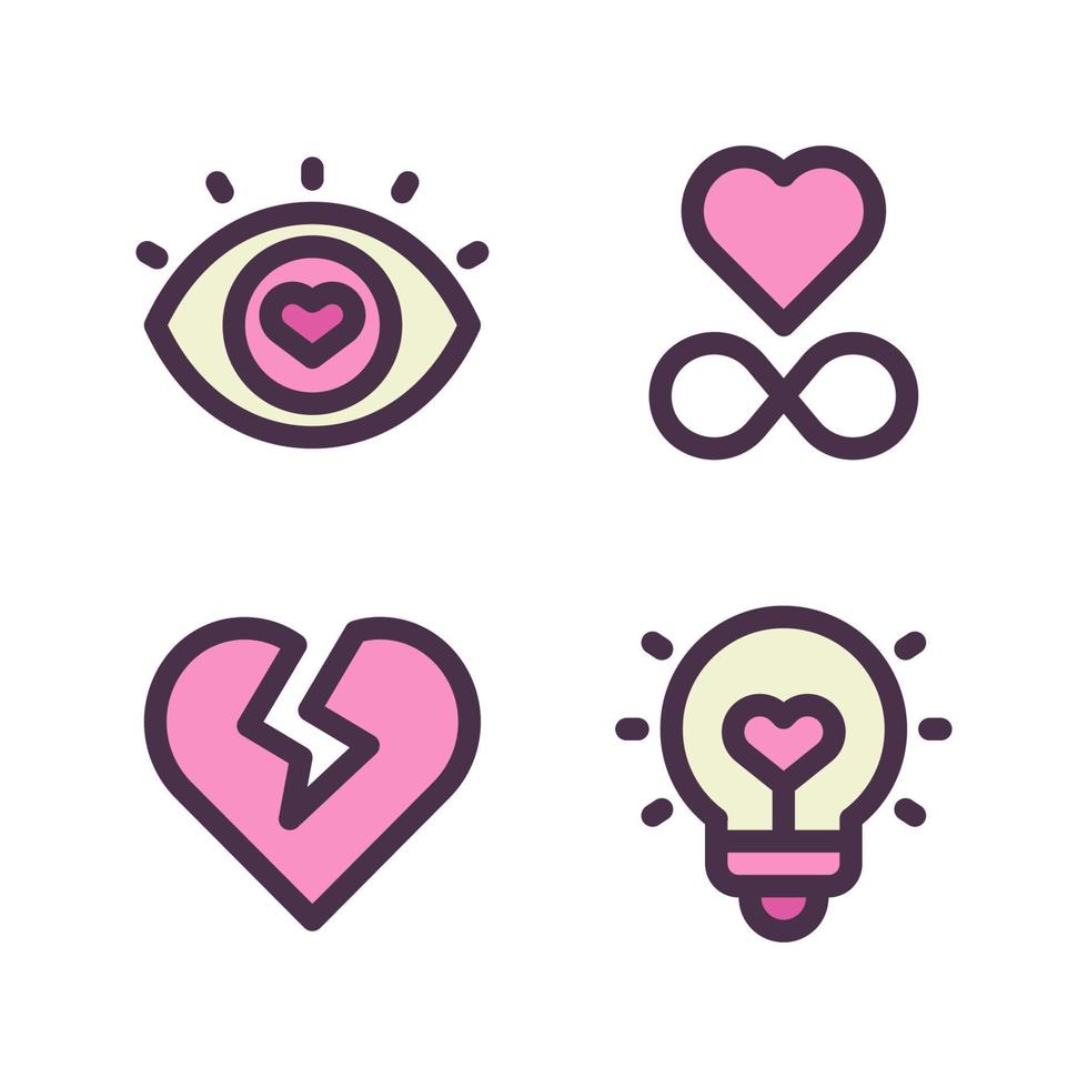 romance íconos colocar. ojo, infinidad, roto corazón, lámpara. Perfecto para sitio web móvil aplicación, aplicación iconos, presentación, ilustración y ninguna otro proyectos vector