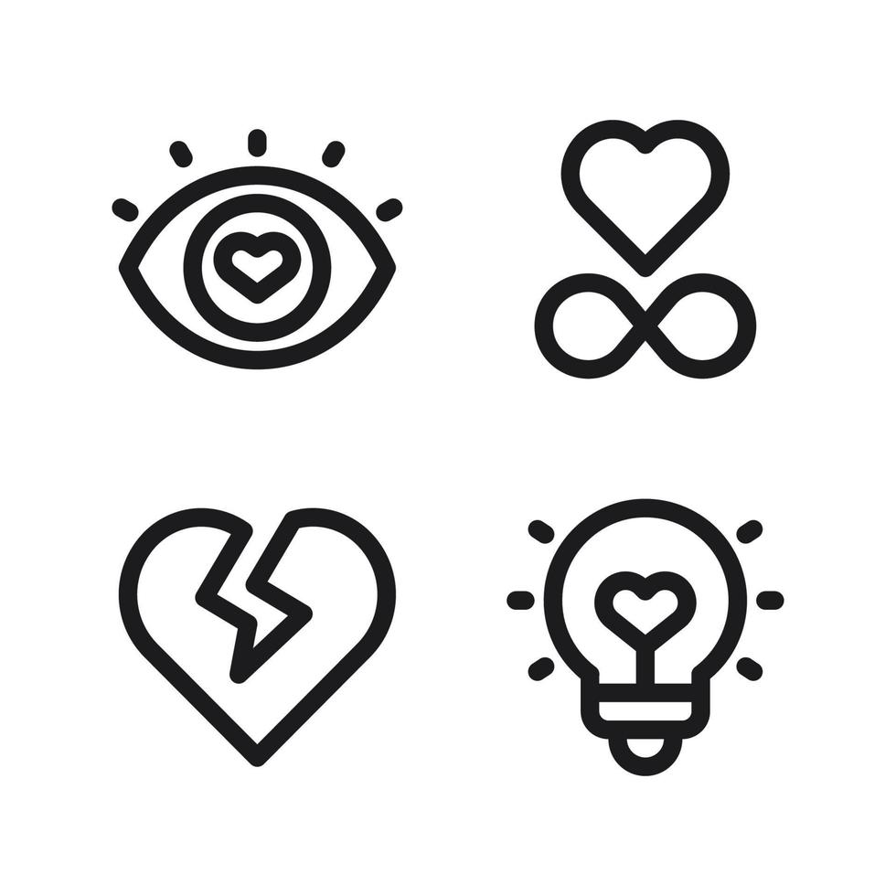 Romance icons set. eye, infinity, broken heart, lamp. Perfect for website mobile app, app icons, presentation, illustration and any other projects vector