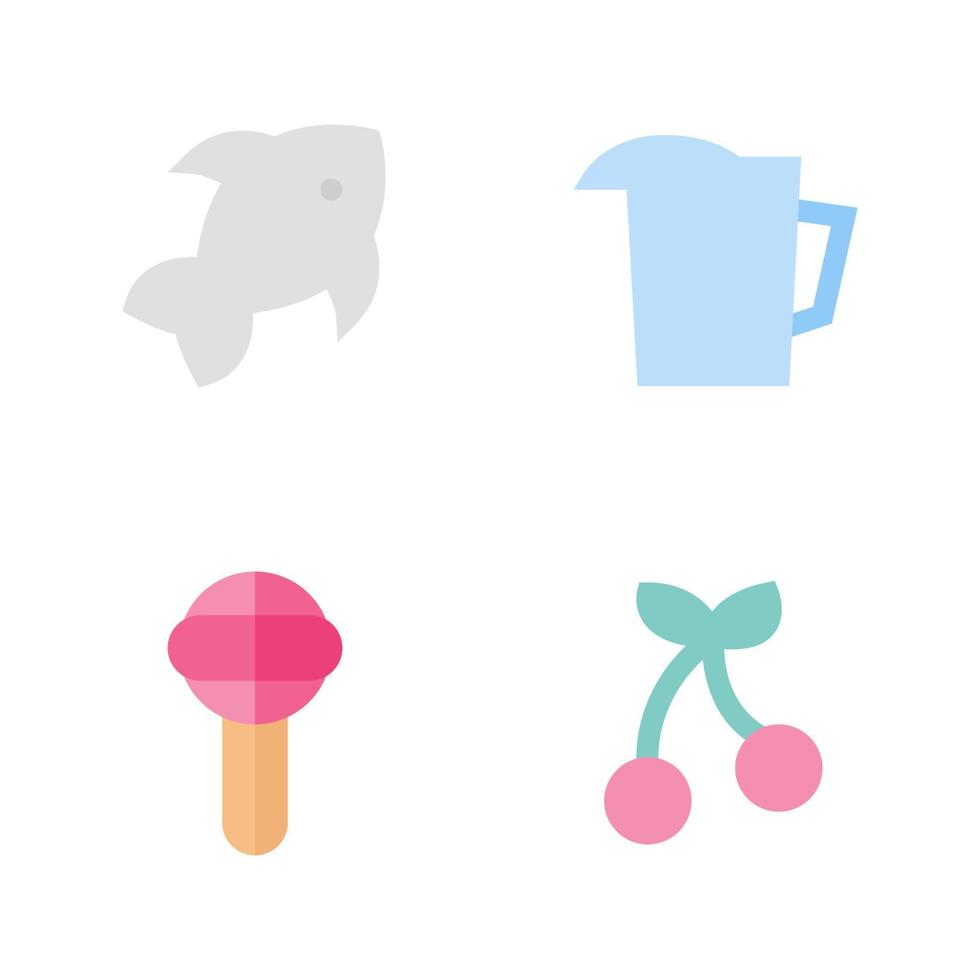 Food Drink icons set. fish, kettle, lollipop, cherry . Perfect for website mobile app, app icons, presentation, illustration and any other projects vector