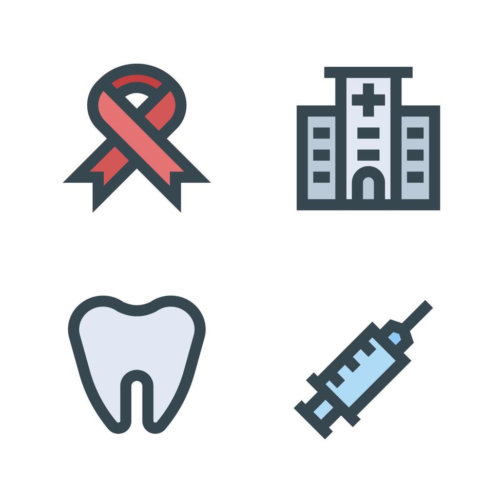 Medical icons set. aids ribbon, hospital, tooth dental, syringe. Perfect for website mobile app, app icons, presentation, illustration and any other projects vector