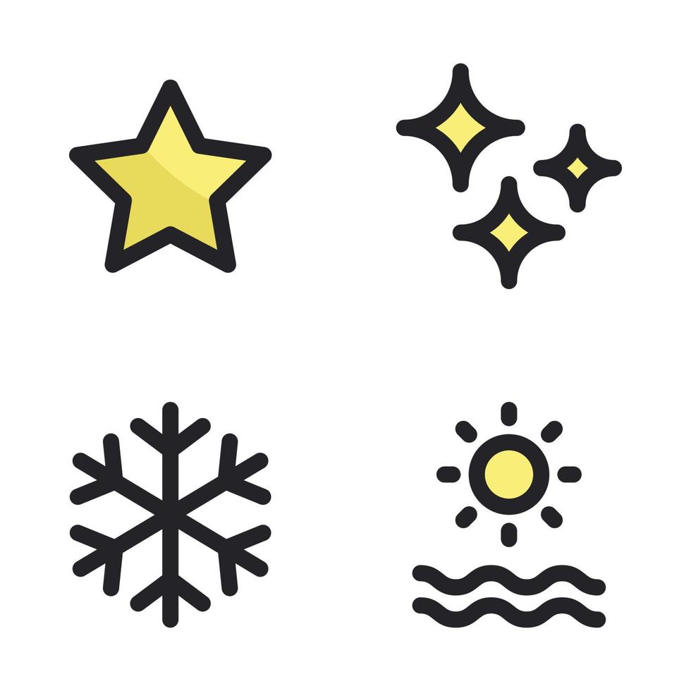 clima íconos colocar. estrella, luz, copo de nieve, amanecer. Perfecto para sitio web móvil aplicación, aplicación iconos, presentación, ilustración y ninguna otro proyectos vector