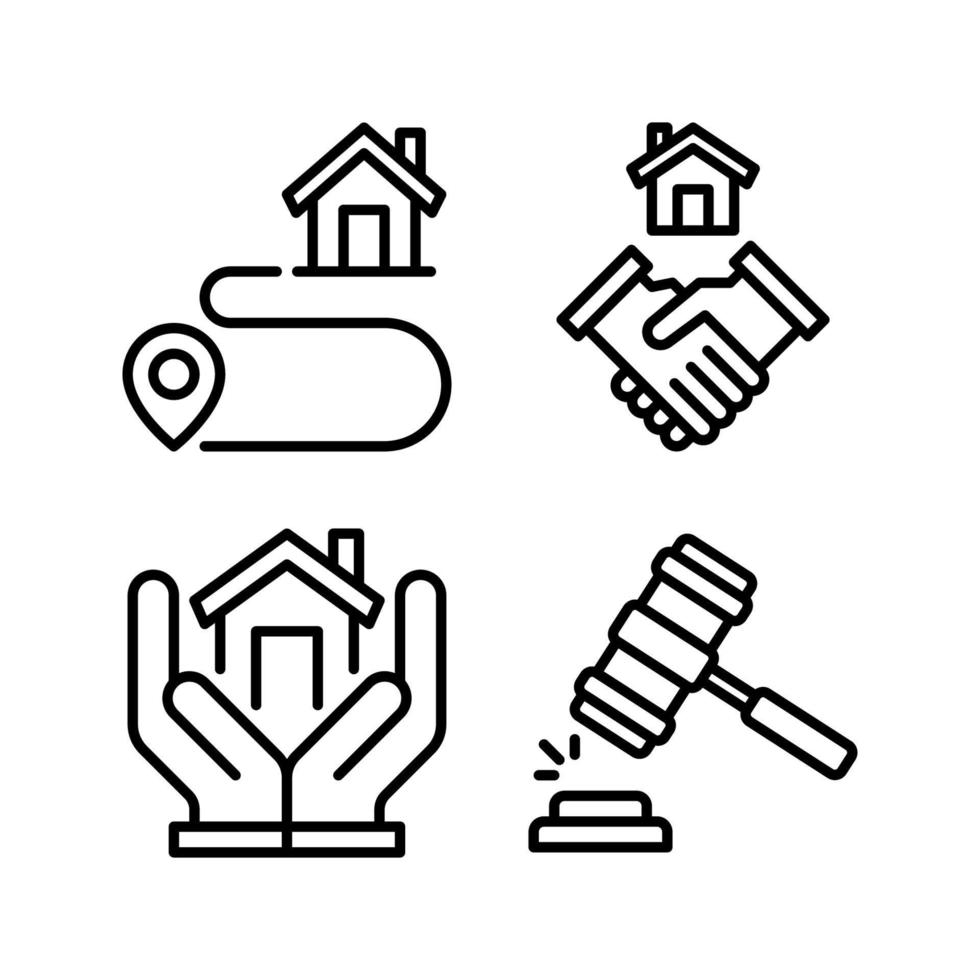 Real Estate icons set. Home navigation, home deal, mortgage, auction. Perfect for website mobile app, app icons, presentation, illustration and any other projects vector