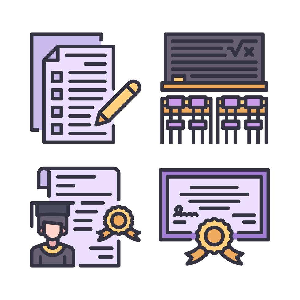 educación íconos colocar. examen, aula, diploma, certificado. Perfecto para sitio web móvil aplicación, aplicación iconos, presentación, ilustración y ninguna otro proyectos vector