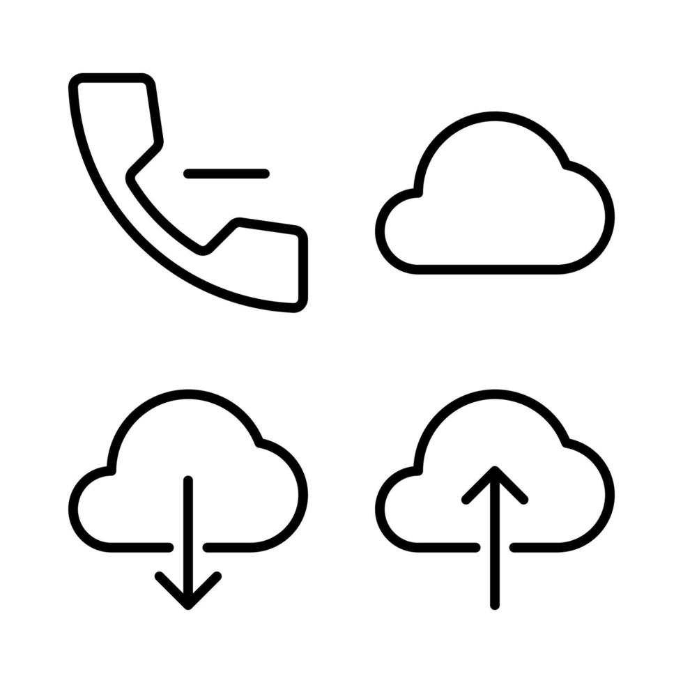 User Interface icons set. Delete phone, cloud, cloud download, cloud upload. Perfect for website mobile app, app icons, presentation, illustration and any other projects vector