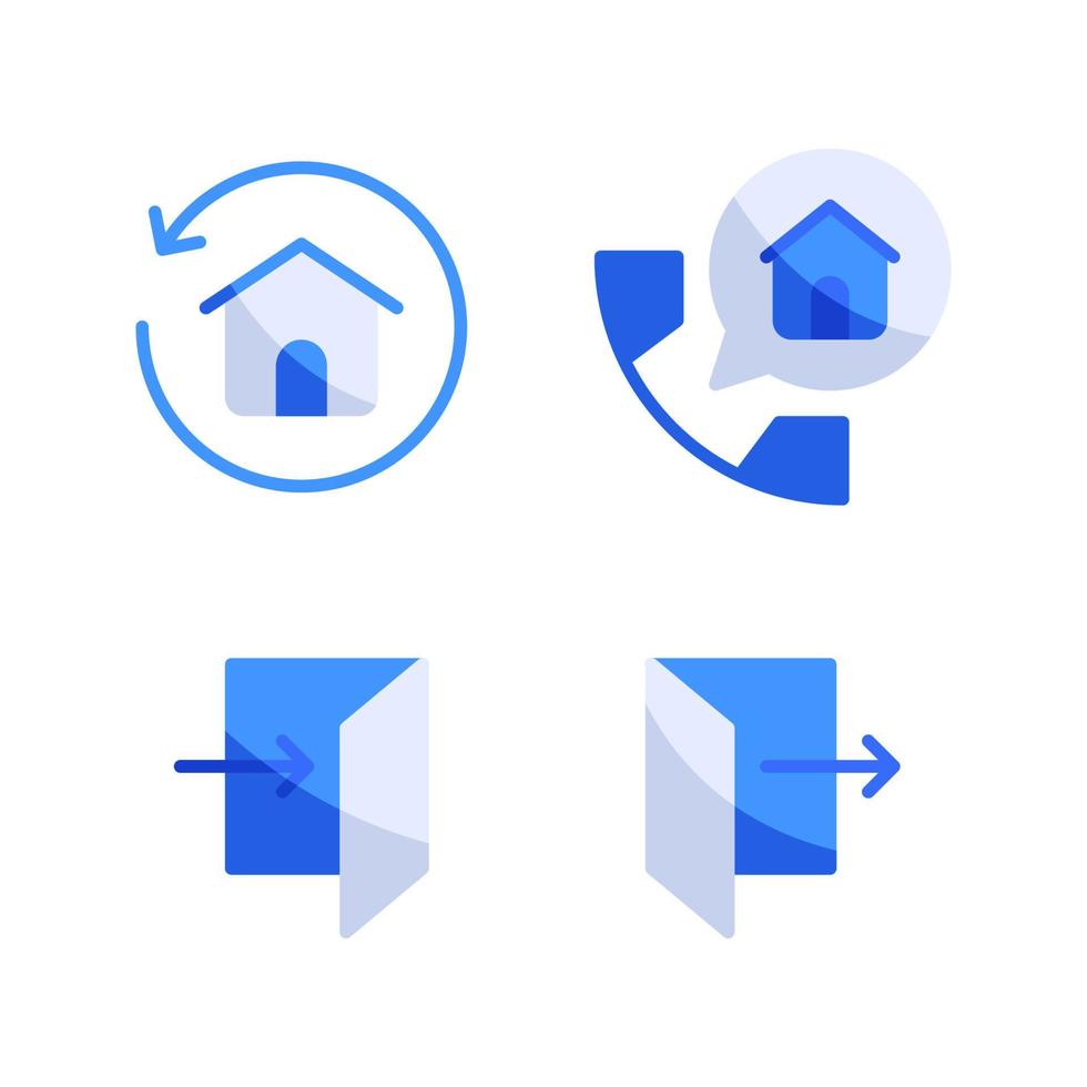Real Estate icons set. Home refresh, telephone, login, logout. Perfect for website mobile app, app icons, presentation, illustration and any other projects vector