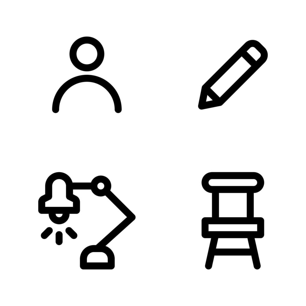 Back To School icons set. User, pencil, lamp, chair. Perfect for website mobile app, app icons, presentation, illustration and any other projects vector