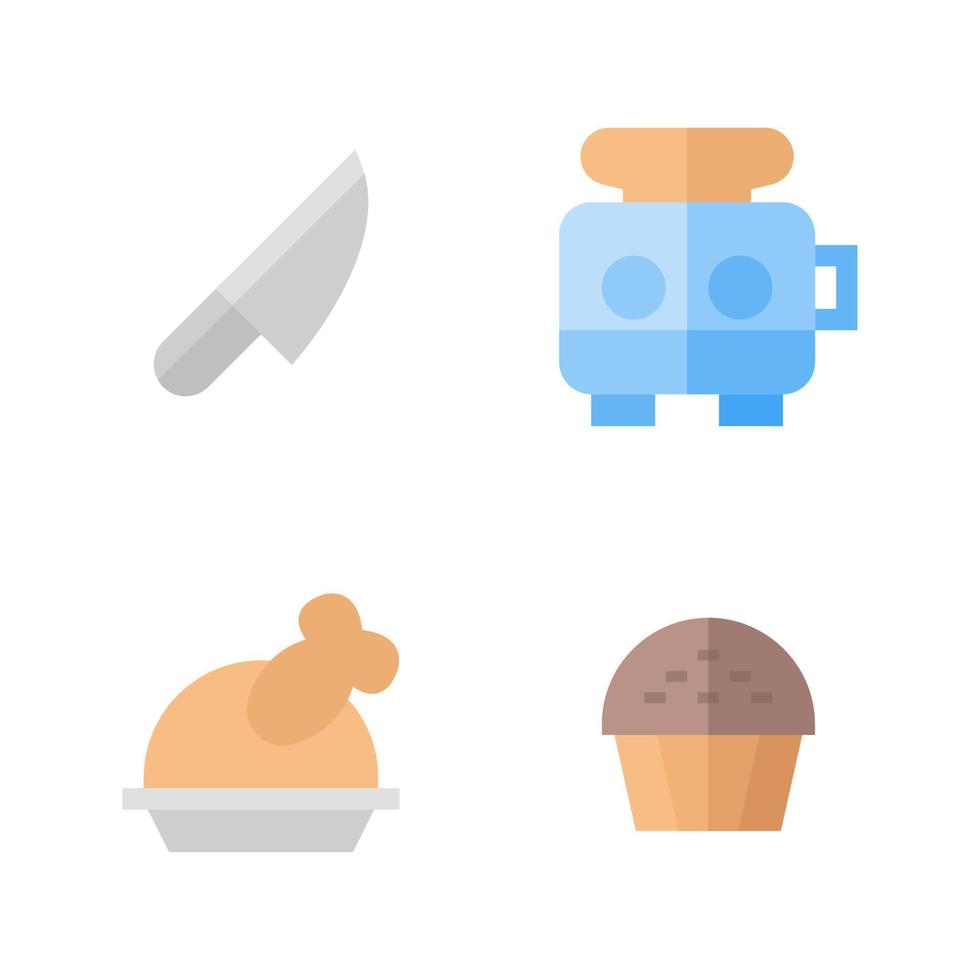 Food Drink icons set. knife, toaster, roasted chicken, cake. Perfect for website mobile app, app icons, presentation, illustration and any other projects vector