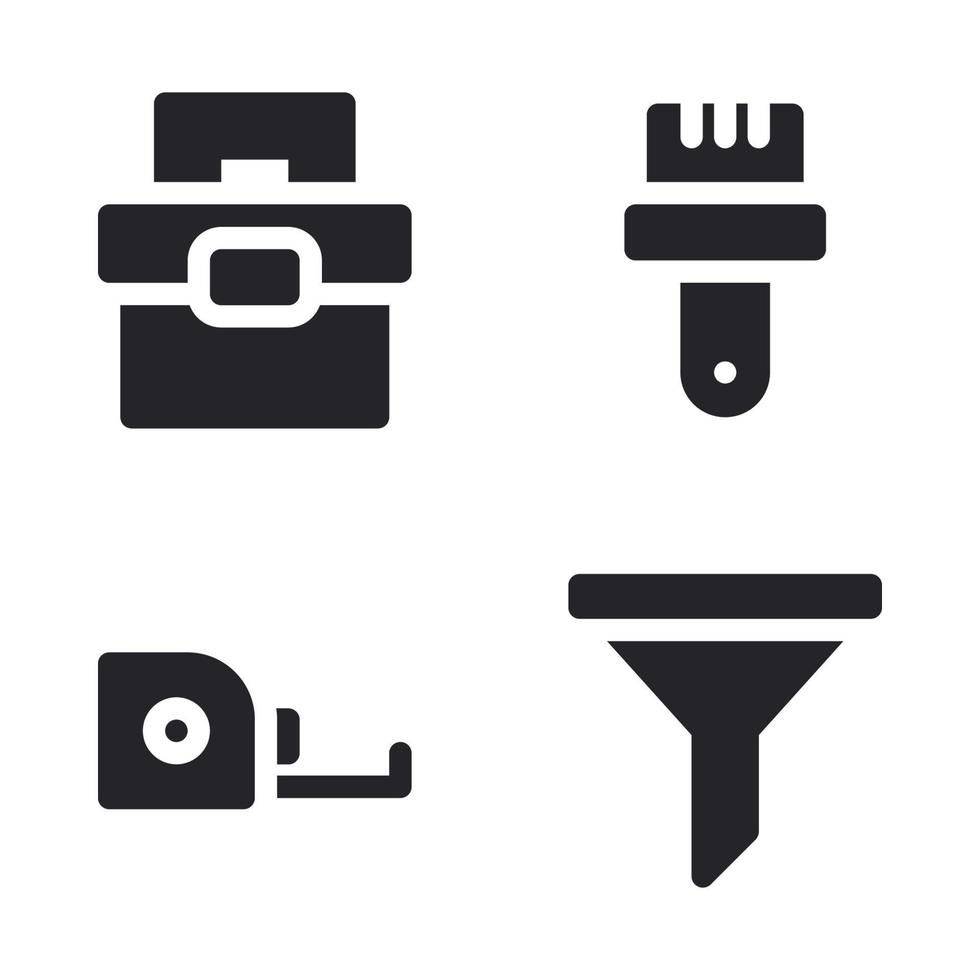 Labor Day icons set. crenelation bag, paint brush, measuring tape, filter. Perfect for website mobile app, app icons, presentation, illustration and any other projects vector