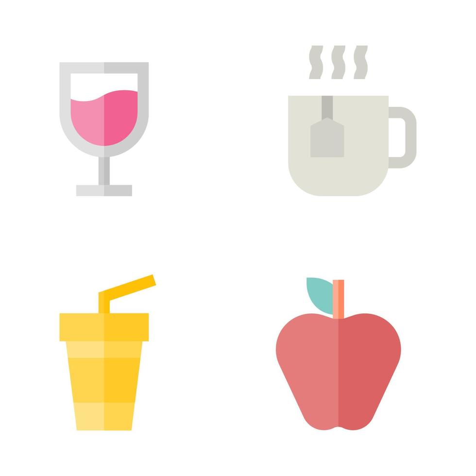 Food Drink icons set. cocktail, tea, soda, apple fruit. Perfect for website mobile app, app icons, presentation, illustration and any other projects vector