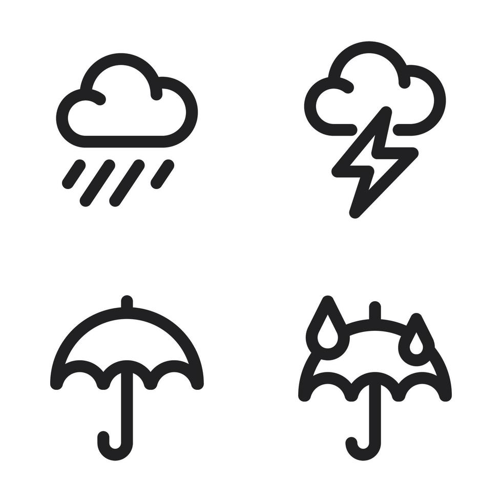 Weather icons set. rainy, thunder, umbrella, rain. Perfect for website mobile app, app icons, presentation, illustration and any other projects vector