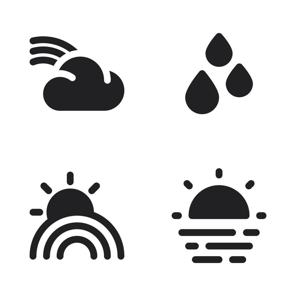 clima íconos colocar. arcoíris, soltar agua, sol, soleado. Perfecto para sitio web móvil aplicación, aplicación iconos, presentación, ilustración y ninguna otro proyectos vector