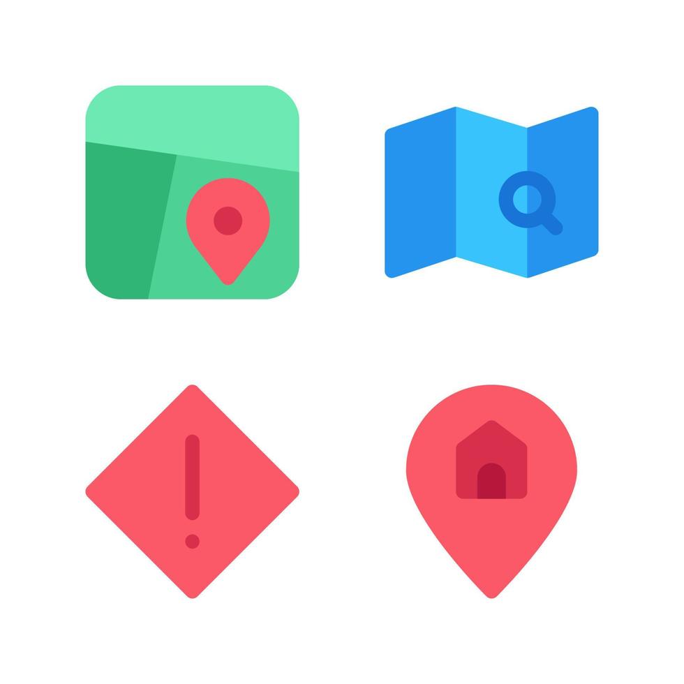 Maps Navigation icons set. Map, search map, warning, pin home. Perfect for website mobile app, app icons, presentation, illustration and any other projects vector