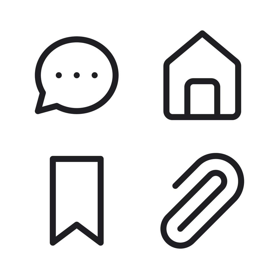 User Interface icons set. speech bubble, home, bookmark, clip. Perfect for website mobile app, app icons, presentation, illustration and any other projects vector