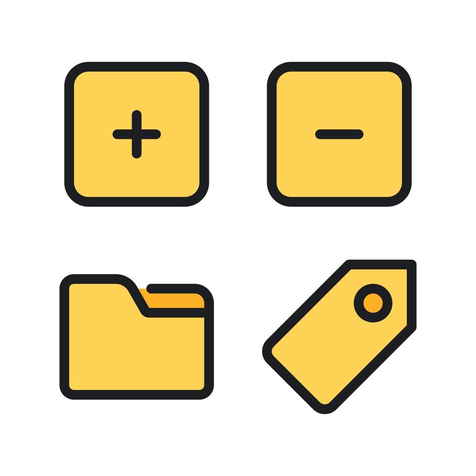 User Interface icons set. add, delete, folder, label. Perfect for website mobile app, app icons, presentation, illustration and any other projects vector