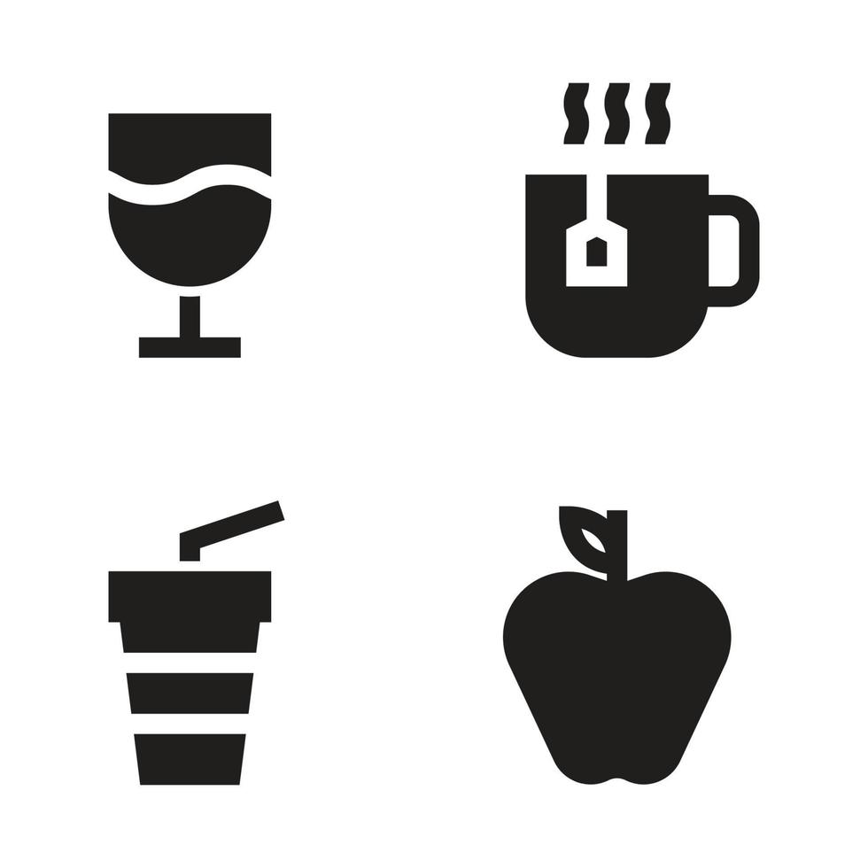 Food Drink icons set. cocktail, tea, soda, apple fruit. Perfect for website mobile app, app icons, presentation, illustration and any other projects vector