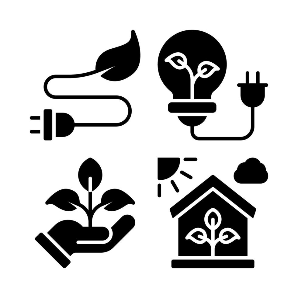 ecología íconos colocar. eco energía, lámpara, naturaleza, verde casa. Perfecto para sitio web móvil aplicación, aplicación iconos, presentación, ilustración y ninguna otro proyectos vector