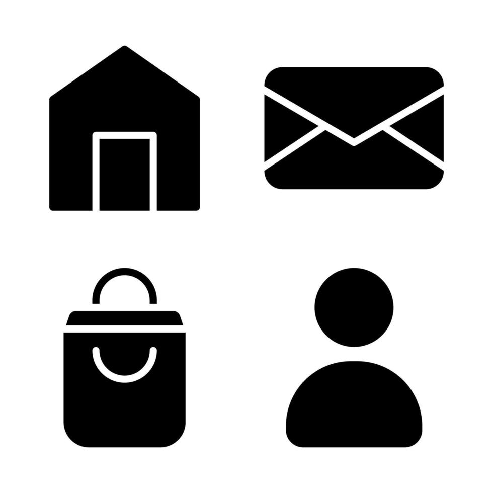 User Interface icons set. Home, email, shopping bag, user. Perfect for website mobile app, app icons, presentation, illustration and any other projects vector