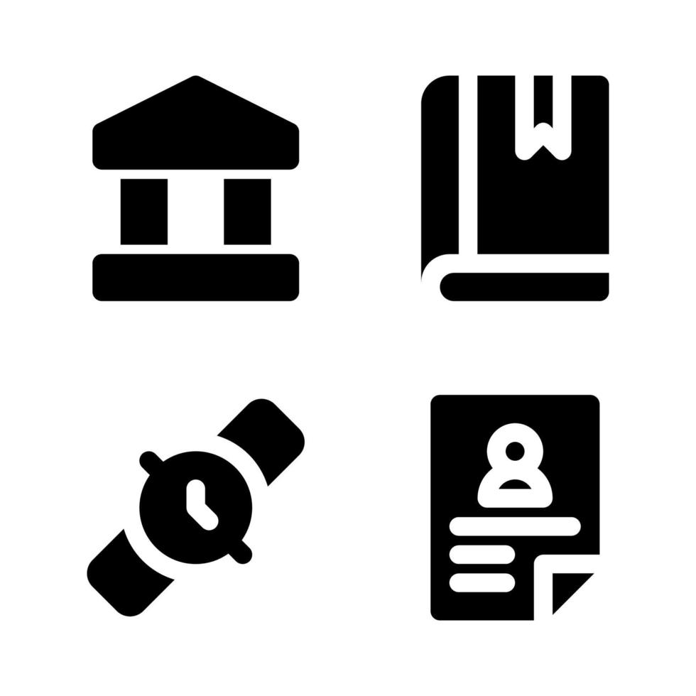 Business Management. bank, book, wristwatch, cv. Perfect for website mobile app, app icons, presentation, illustration and any other projects Free Vector