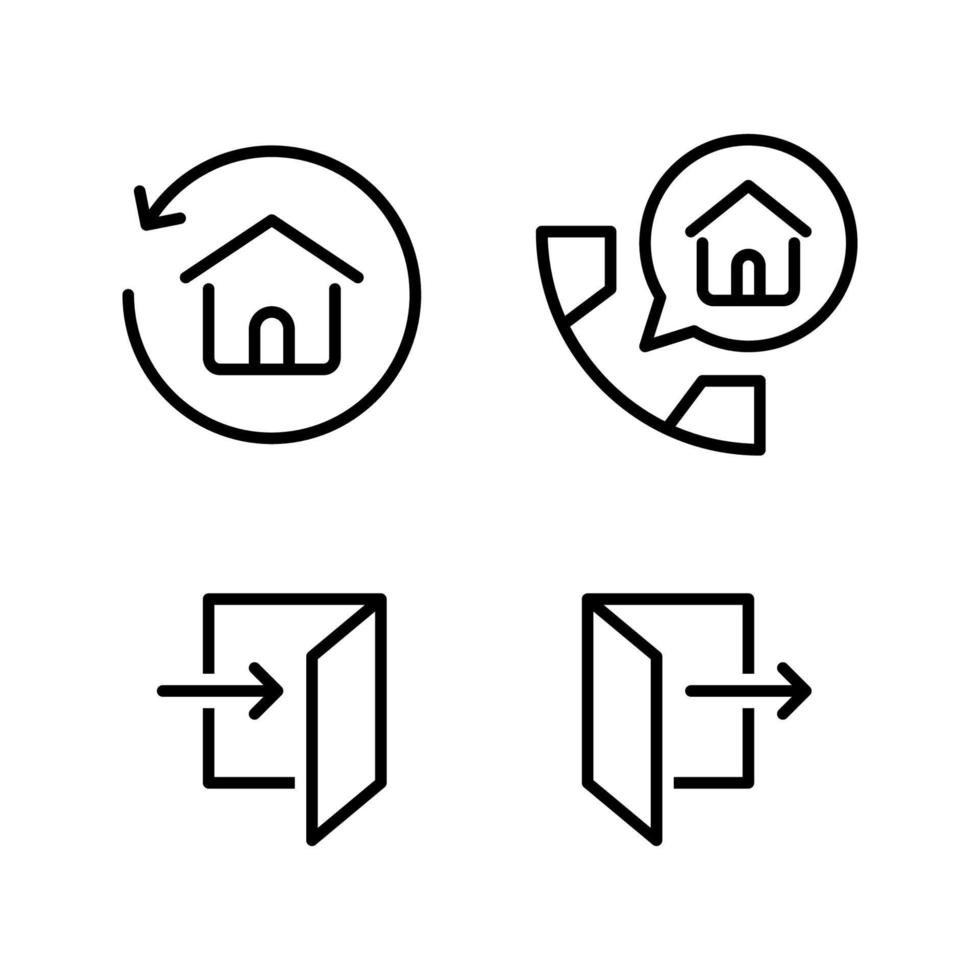 Real Estate icons set. Home refresh, telephone, login, logout. Perfect for website mobile app, app icons, presentation, illustration and any other projects vector