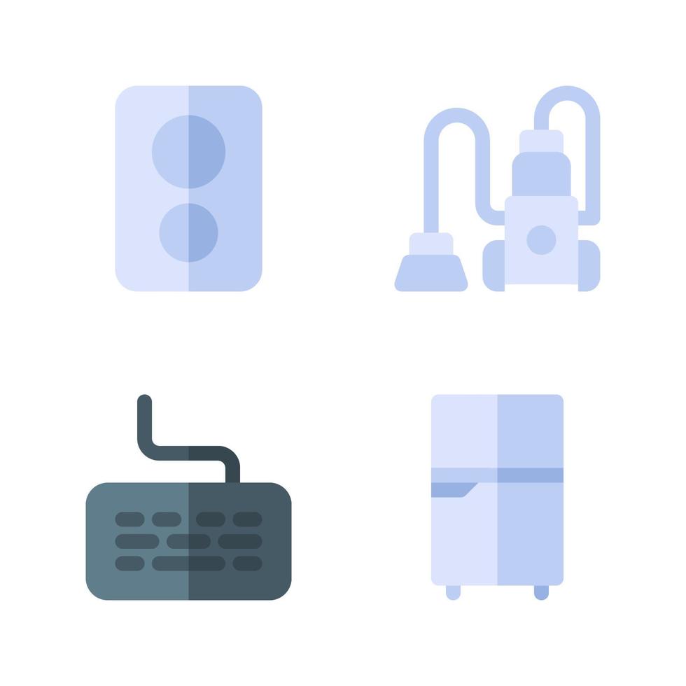 electrónica dispositivo íconos colocar. vocero, vacío limpiador, teclado, refrigerador. Perfecto para sitio web móvil aplicación, aplicación iconos, presentación, ilustración y ninguna otro proyectos vector