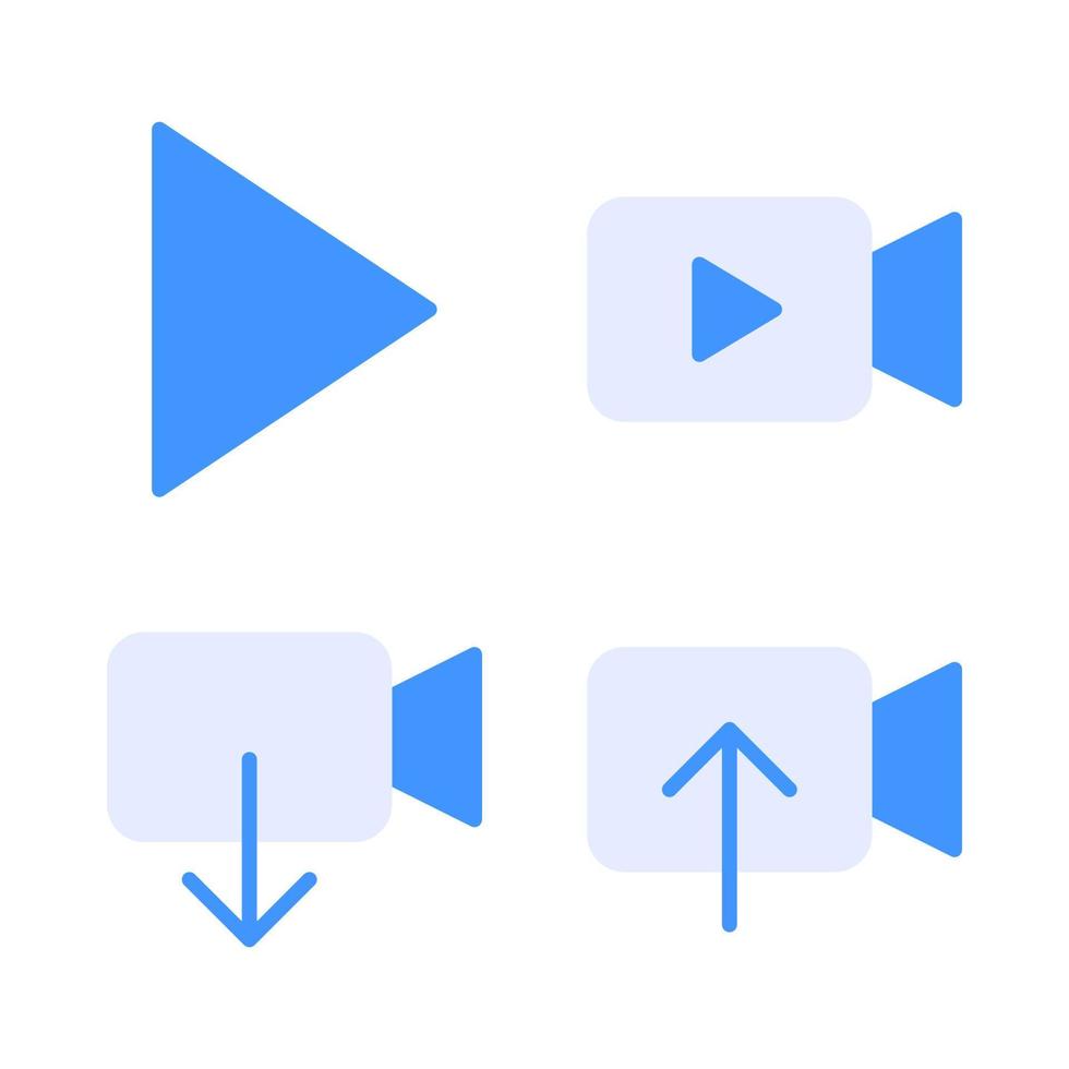 usuario interfaz íconos colocar. jugar, videografía, vídeo descargar, vídeo subir. Perfecto para sitio web móvil aplicación, aplicación iconos, presentación, ilustración y ninguna otro proyectos vector