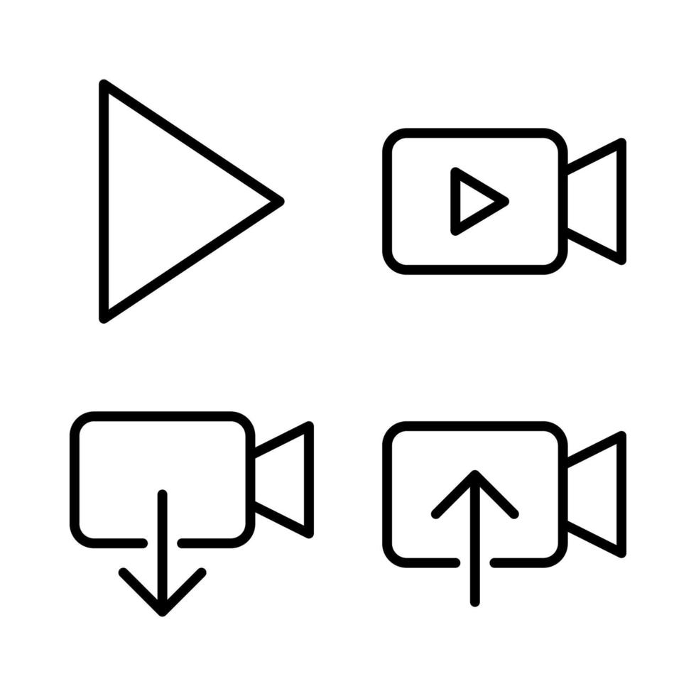 User Interface icons set. Play, videography, video download, video upload. Perfect for website mobile app, app icons, presentation, illustration and any other projects vector