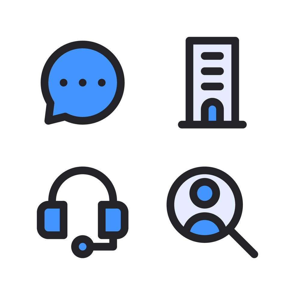 Business Management. Speech bubble, building, headphone, human resources. Perfect for website mobile app, app icons, presentation, illustration and any other projects Free Vector