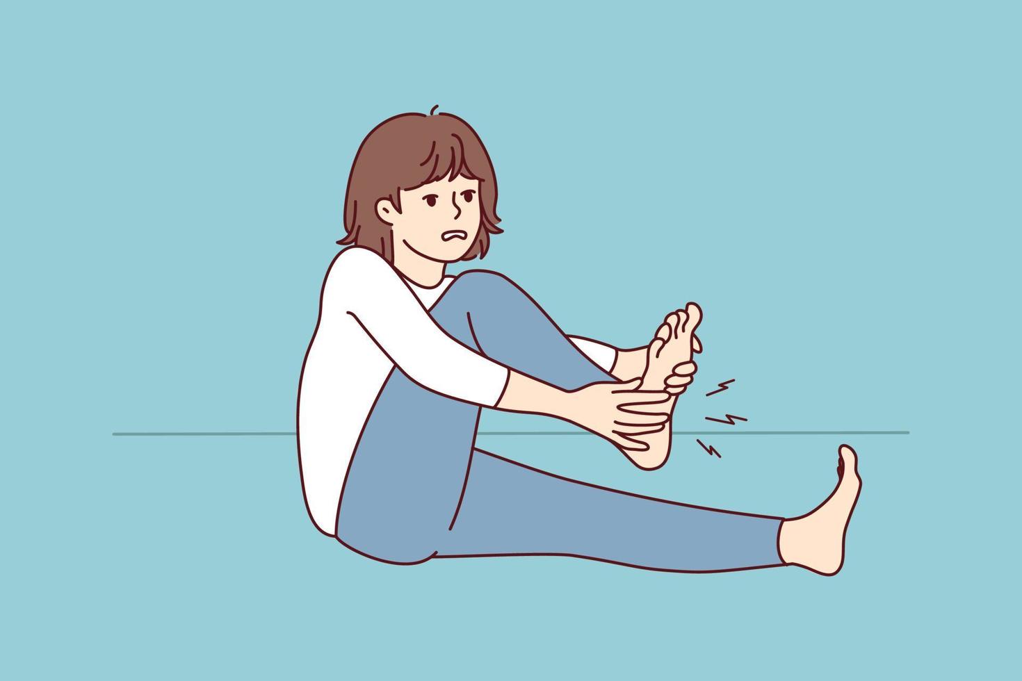 Unhealthy Woman Suffer From Cramp In Leg Unwell Female Struggle With unhealthy-woman-suffer-from-cramp-in-leg-unwell-female-struggle-with