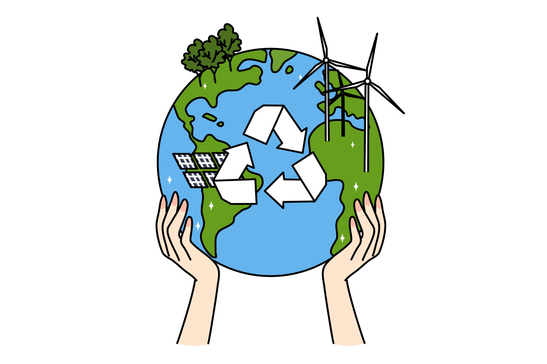 Person hands hold earth globe with recycle sign in middle Concept of natural  resources protection and land conservation Nature and environment smart  use and preservation Vector illustration 20172881 Vector Art at Vecteezy