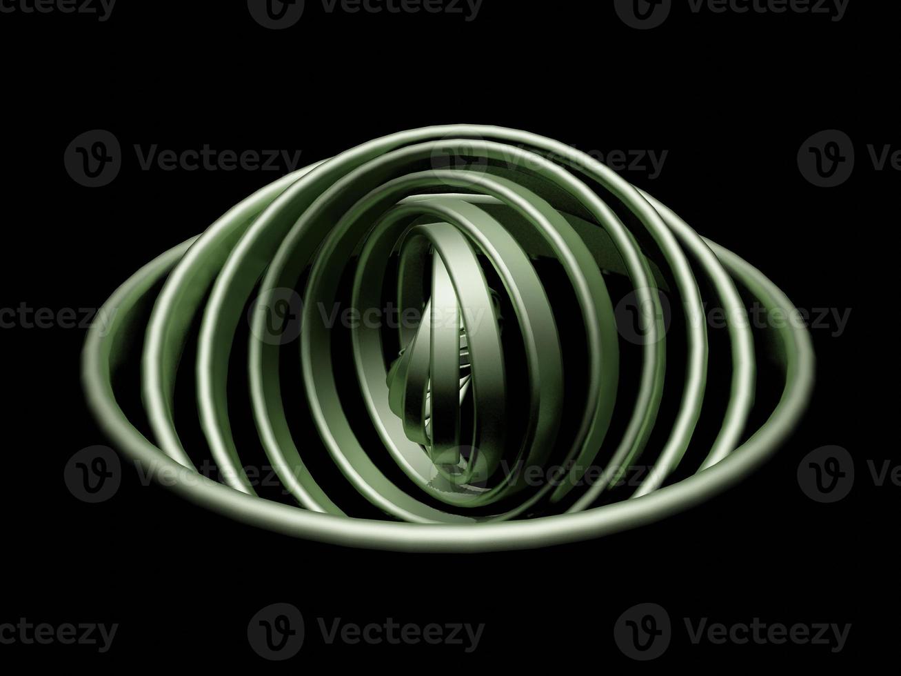 Green circles on black background. 3d illustration. 3d rendering. photo