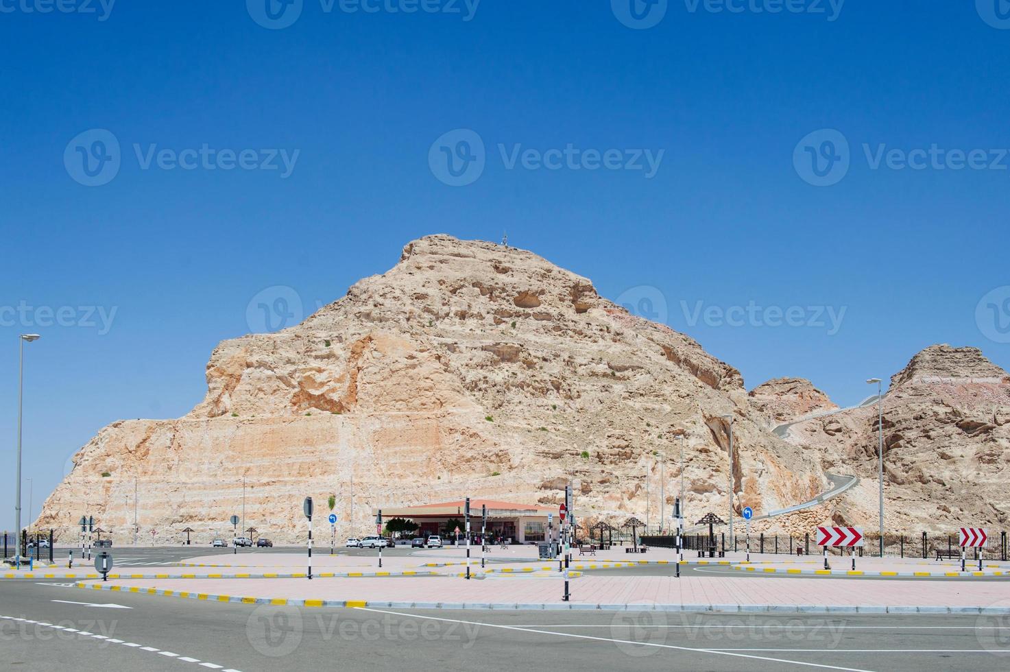 Al Ain Jabal Hafeet Mountain Landscape Views of Al Ain with Blue Sky Background photo