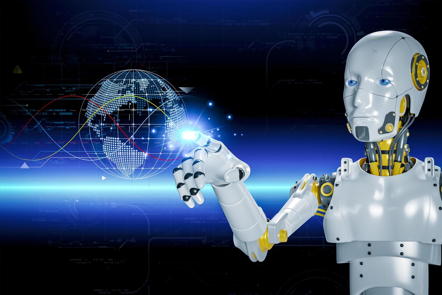 3D rendering. Artificial intelligence,AI research of robot and cyborg development for future,digital smart world metaverse concept. photo